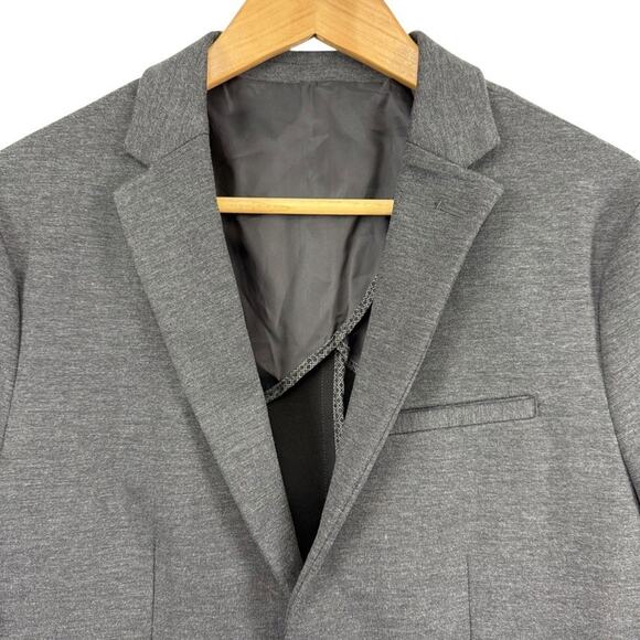 Kenneth Cole New York Mens Gray Ponte Thick Knit Blazer Suit Jacket Stretch 40 - Picture 5 of 16